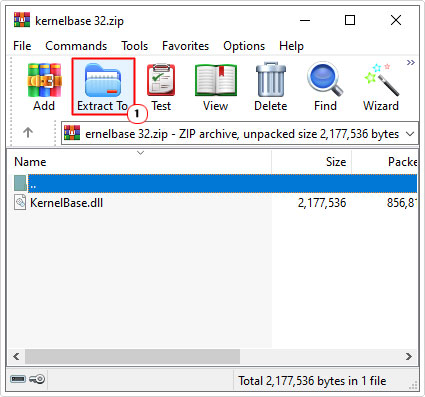 click on extract to for Kernelbase.zip