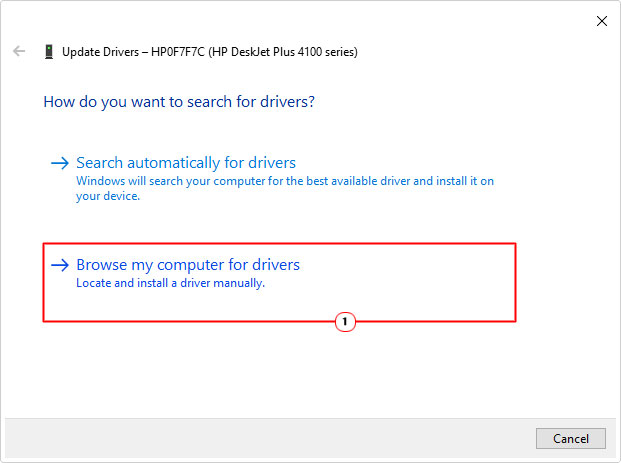 select Browse my computer for drivers in driver update 