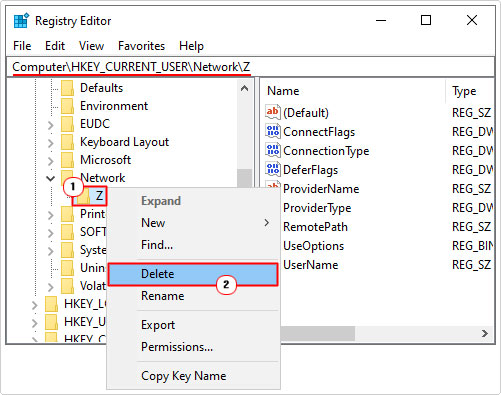 delete network drive folder in network folder 