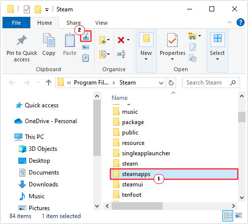 cut steamapps folder to desktop