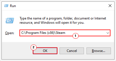 open steam folder using run box