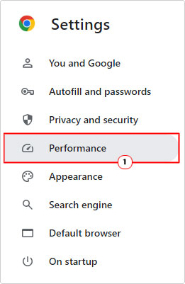 click on performance in settings