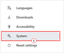 click on system in settings screen