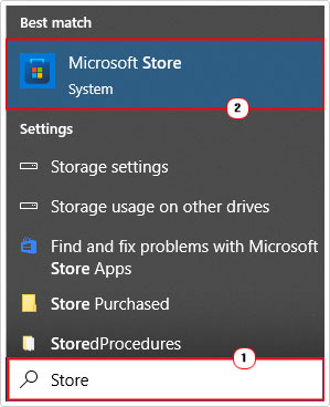 click on Microsoft Store in search 