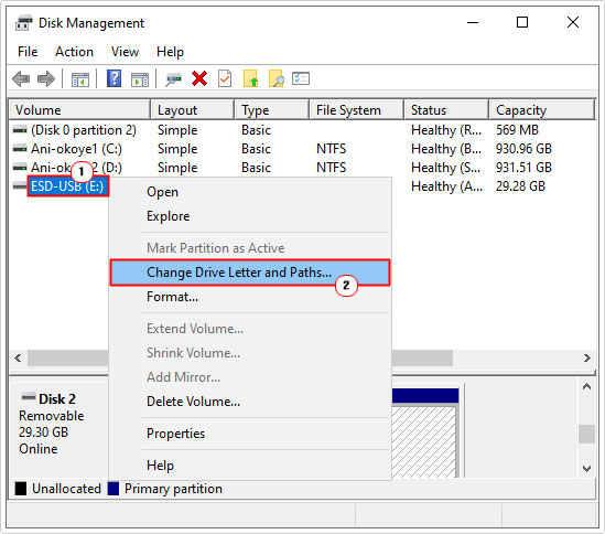 Select Change Drive Letter and Paths for conflicting drive