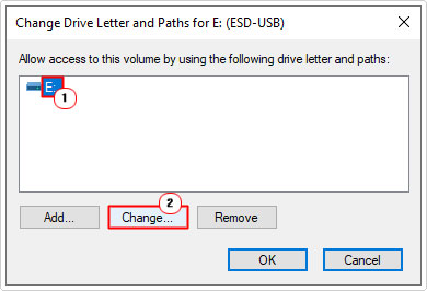 click on change for conflicting drive