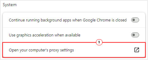 click on Open your computer’s proxy settings in system 