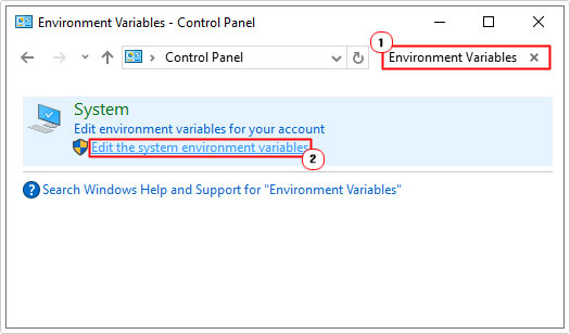 search for environment variables then click on Edit the system environment variables