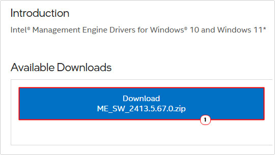 click on download on intel download page