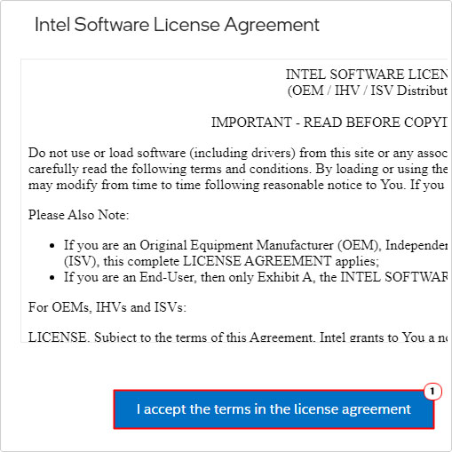 accept license agreement