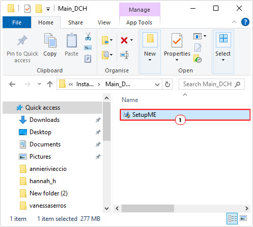 double click on setup in Legacy or Main_DCH folders