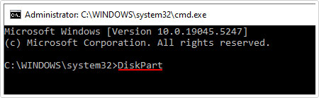 access DiskPart from command prompt