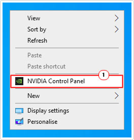 select Nvidia control panel from desktop