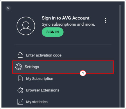 click on settings in menu