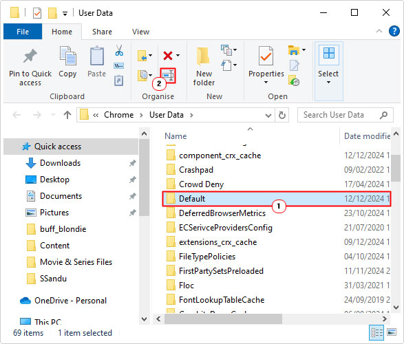 rename default folder in User Data