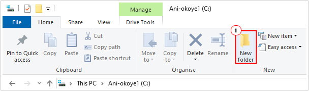 open new folder in file explorer