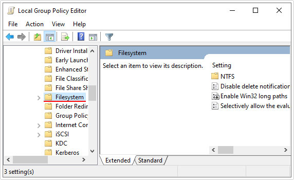 go to System > Filesystem directory in group policy editor