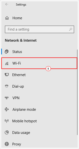 click on wi-fi in Network & Internet